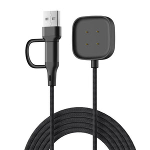 USB-A & C 2in1 Braided Fitbit Versa 3 oplader
