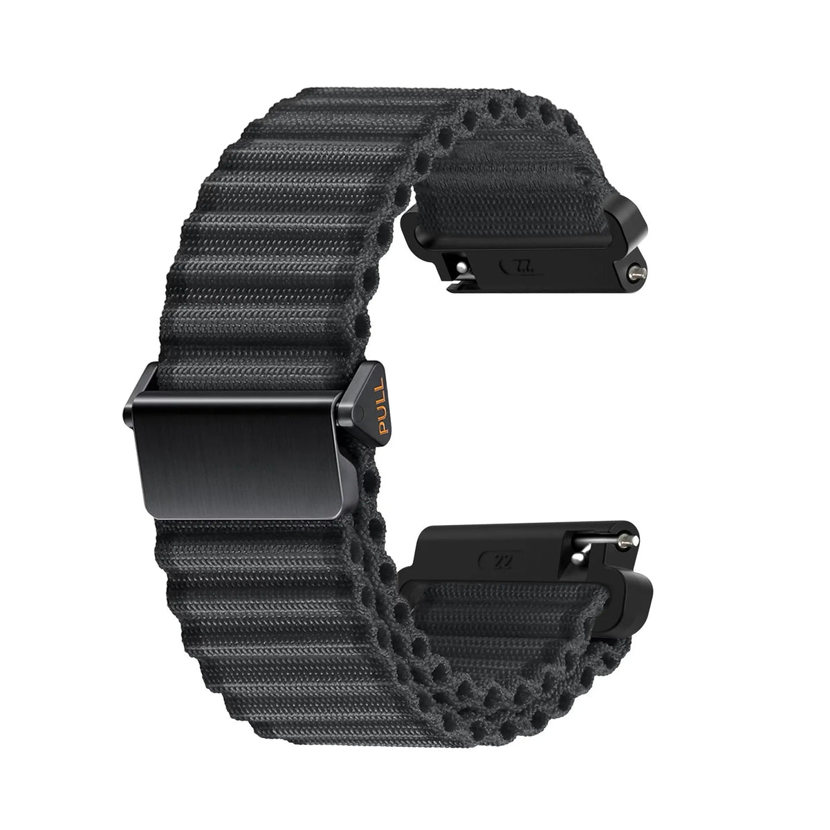 Outdoor Nylon Strap, black, without a watch, 3/4 front view