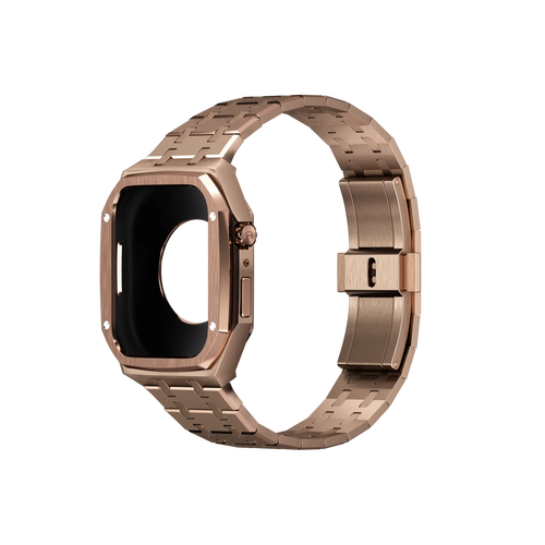 Reqior Apple Watch 45mm Kast met Stalen Band (Roségoud)
