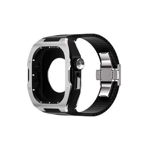 Reqior Apple Watch 45mm Case with Rubber Strap (Silver)