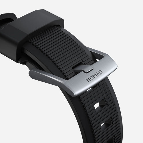 Nomad Rugged Apple Watch siliconen bandje (zwart/zilver)