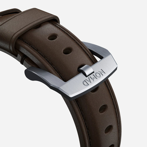 Nomad Traditional Apple Watch leren bandje (bruin/zilver)