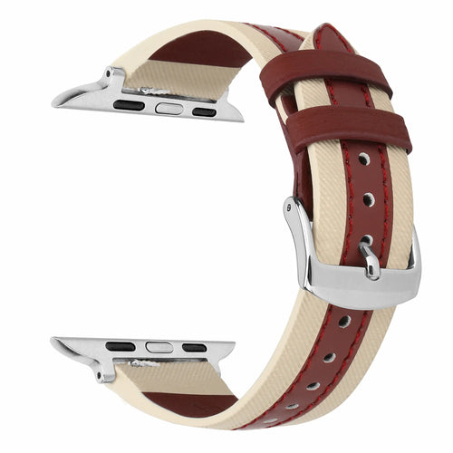 Apple Watch slim hybrid leren band (beige/rood)