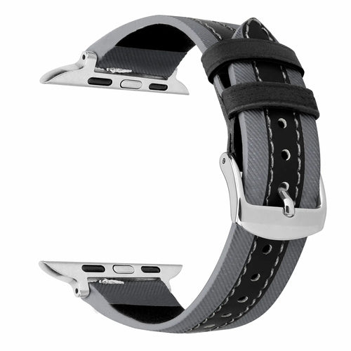 Apple Watch slim hybrid leren band (grijs/zwart)