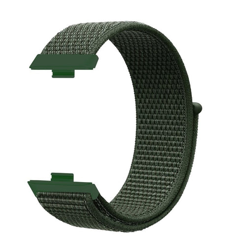 Huawei Watch Fit 4 Pro nylon classic bandje (donkergroen)