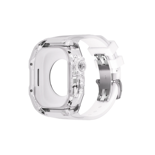 Reqior Apple Watch 45mm polymer case met rubberen band (transparant)