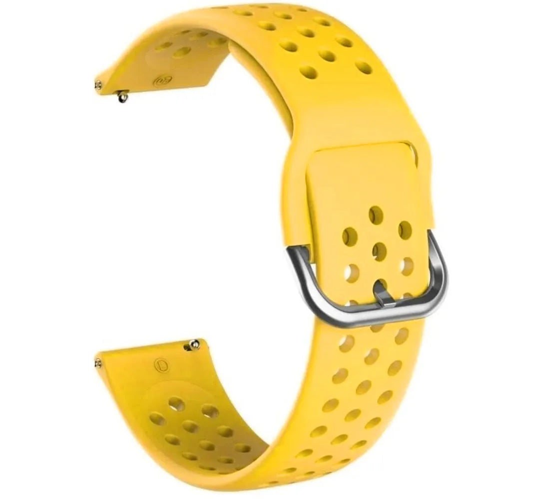 Breathable Silicone Strap, yellow, without a watch, 3/4 front view