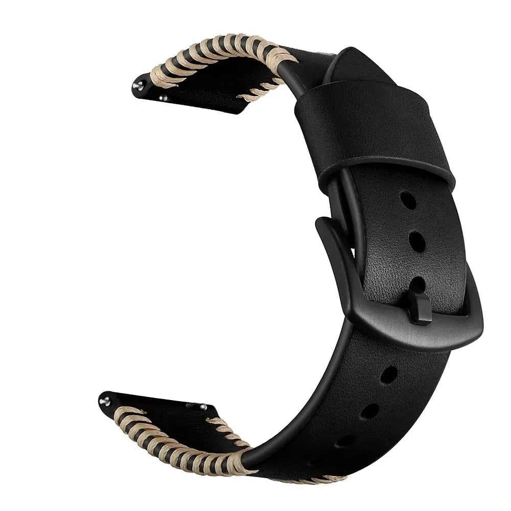 Coros Pace 4 Stitched leren band (zwart)