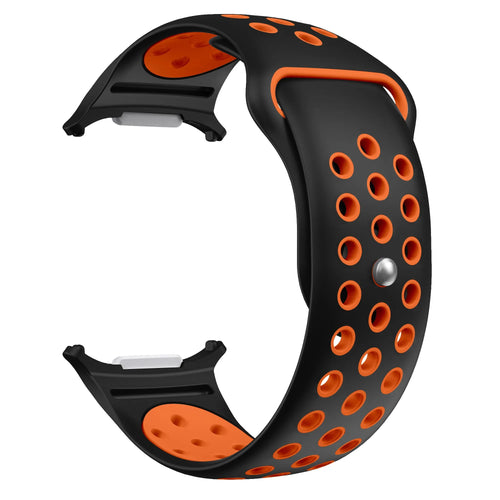 Silicone Sport Strap, black/orange, without a watch, 3/4 front view