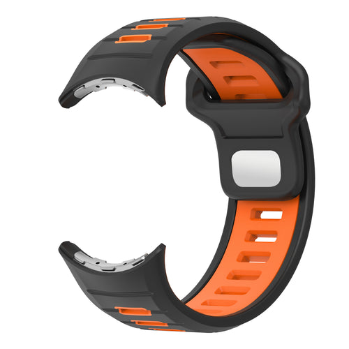 Silicone Sport Duo Strap, black/orange, without a watch, 3/4 front view