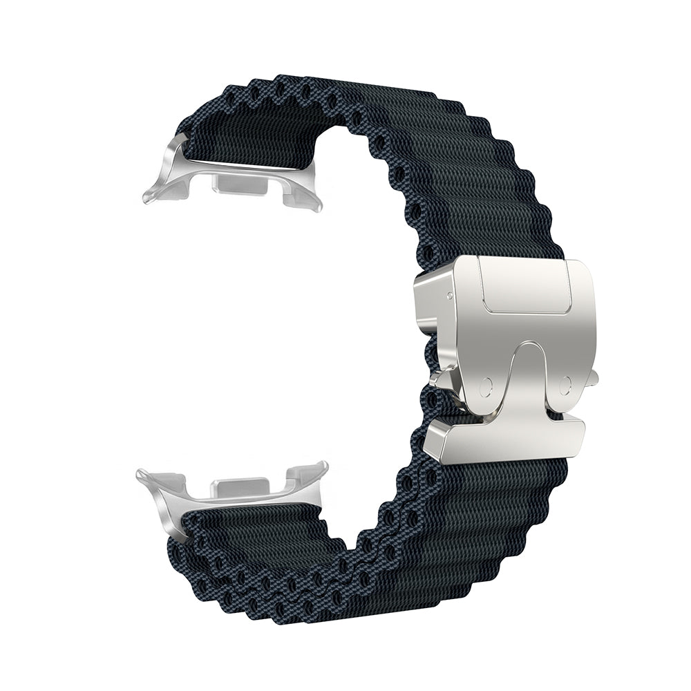 Samsung Galaxy Watch 9 - 40mm Outdoor Nylon Strap with P-Buckle (Black with Silver)