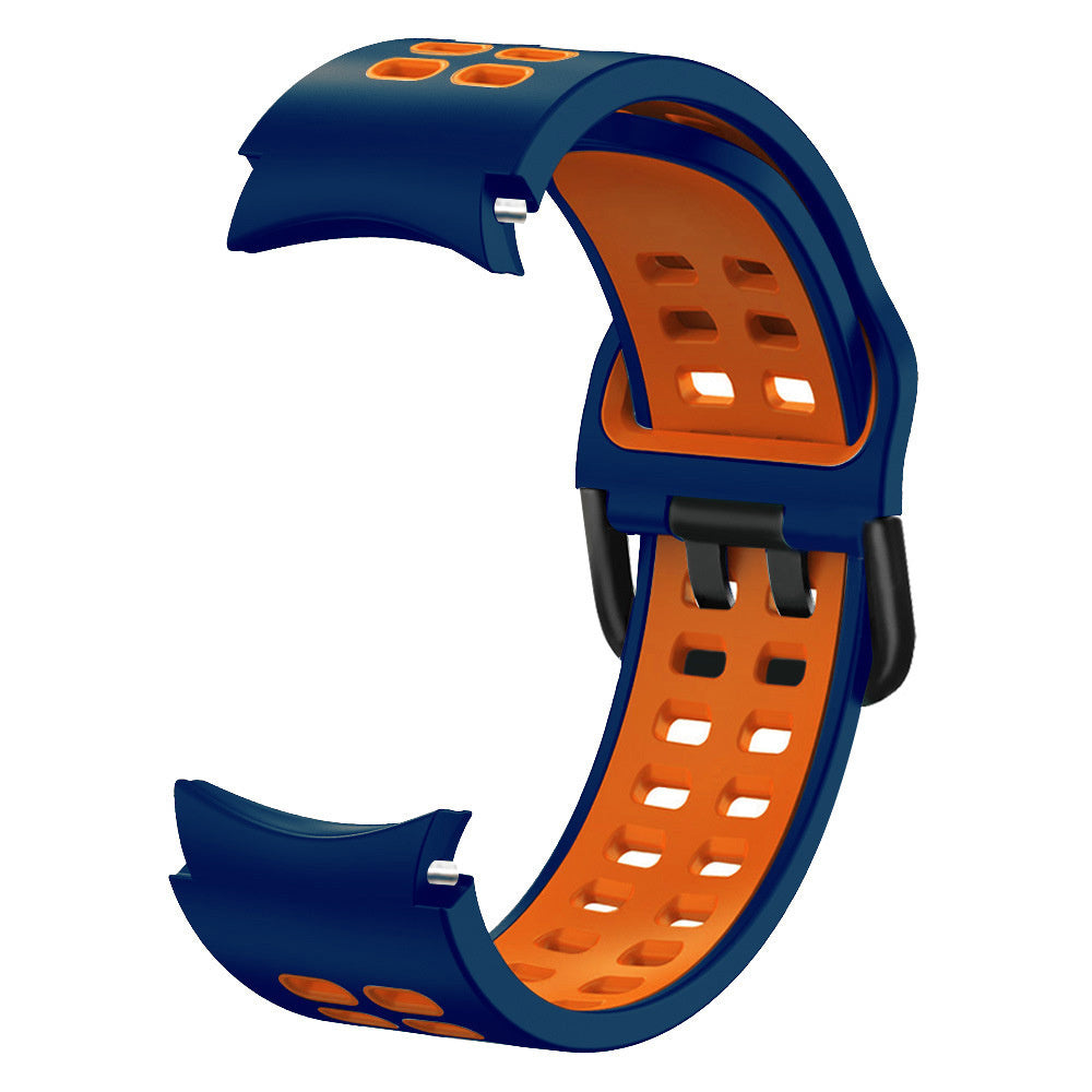 Silicone Squared Sport Strap, blue/orange, without a watch, 3/4 front view