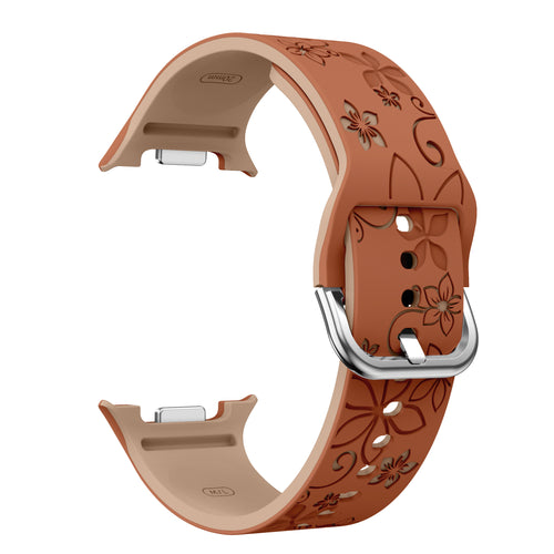 Samsung Galaxy Watch 9 - 40mm Flower siliconen band (bruin/beige)