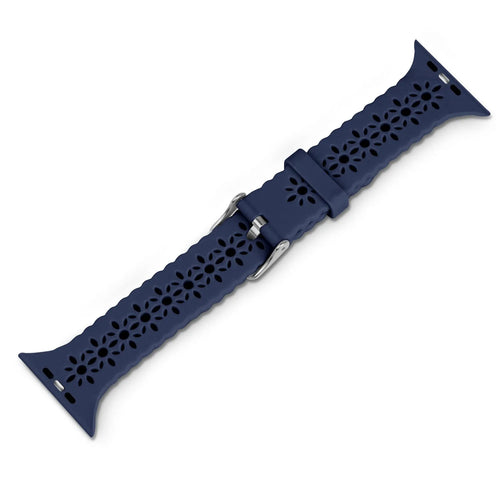 Patterned Silicone Strap, dark blue, without a watch, 3/4 front view