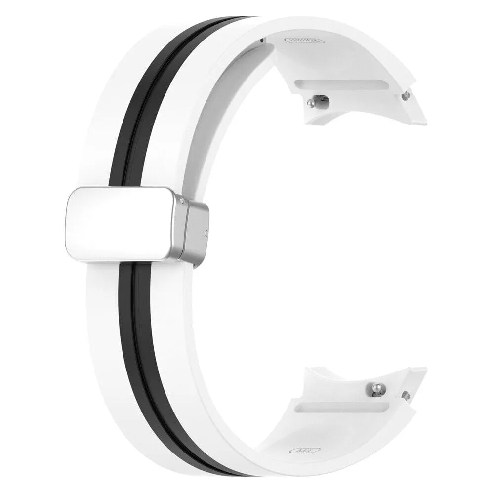Silicone Magnetic Sport Strap, white/black, without a watch, 3/4 front view