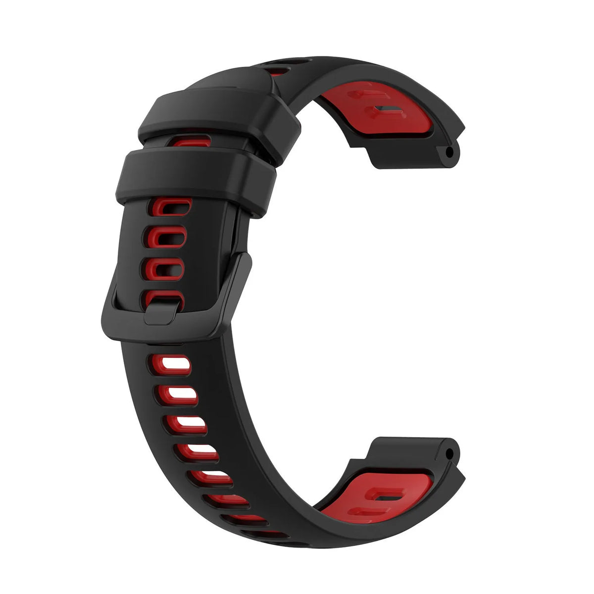 Silicone Sport Strap, black/red, without a watch, 3/4 front view