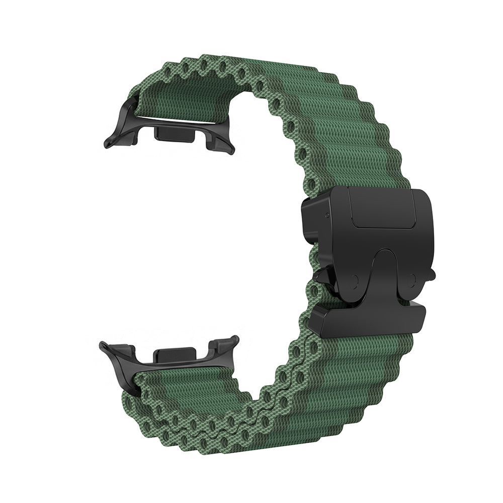 Samsung Galaxy Watch 9 - 40mm Outdoor Nylon Strap with P-Buckle (Green with Black)