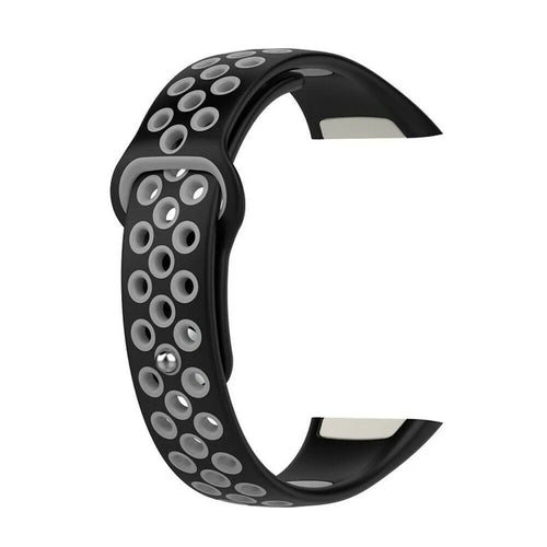 Silicone Sport Strap, black/grey, without a watch, 3/4 front view