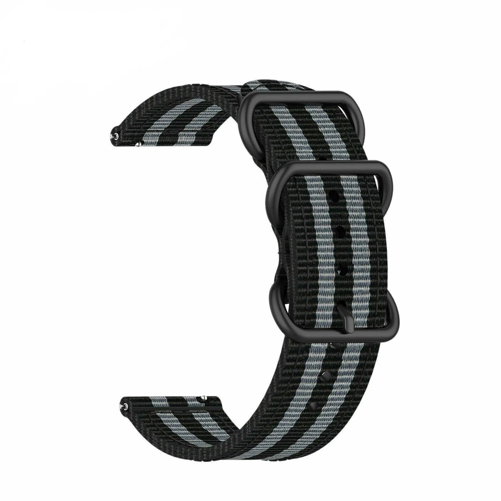 Nylon Buckle Strap, black/grey, without a watch, 3/4 front view