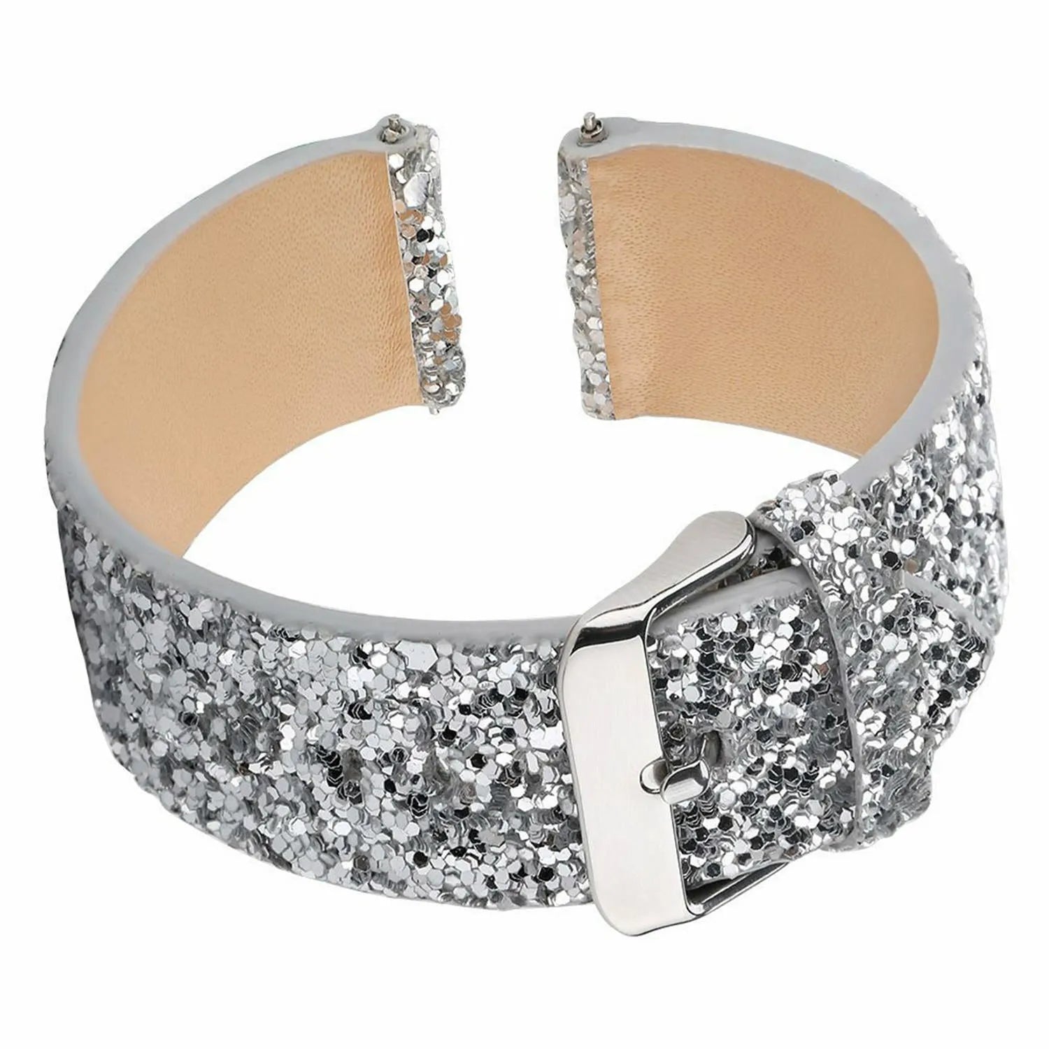 Coros Apex 2 leren glitter bandje (zilver)
