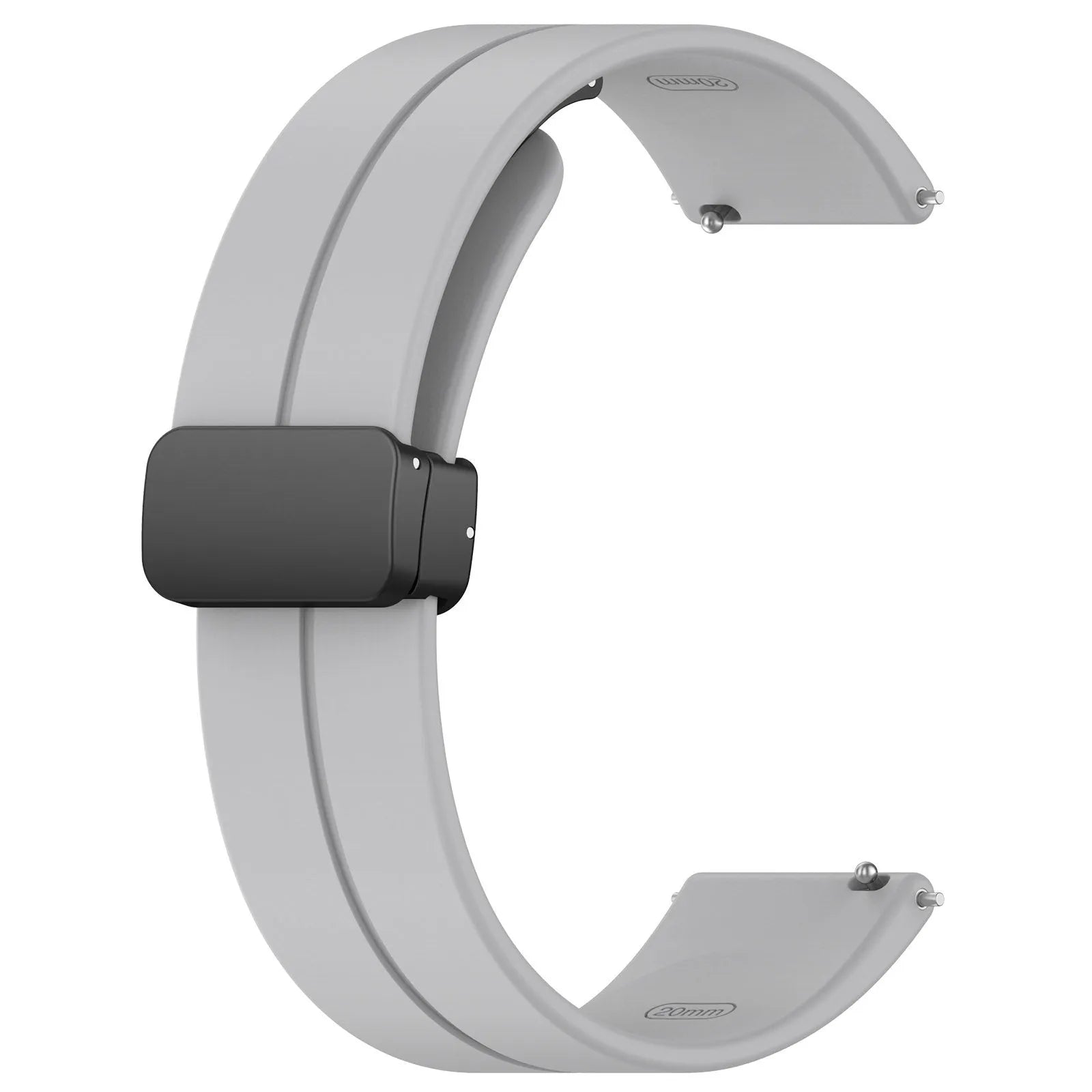 D-Buckle Silicone Strap, light grey, without a watch, 3/4 front view