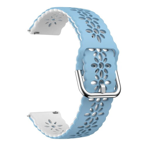 Patterned Silicone Strap, light blue/white, without a watch, 3/4 front view