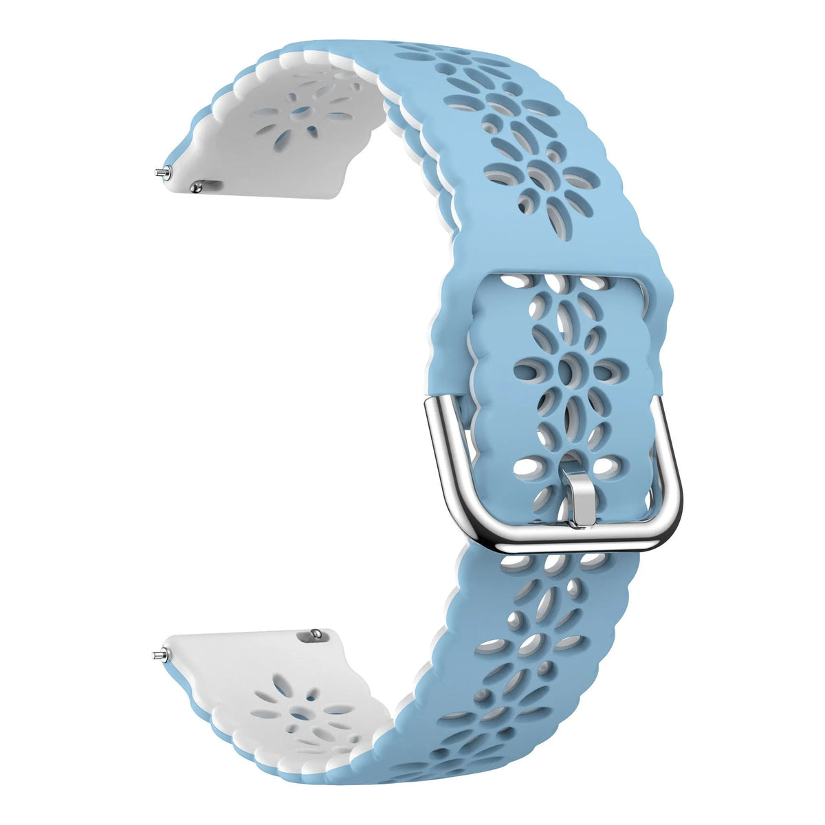 Patterned Silicone Strap, light blue/white, without a watch, 3/4 front view