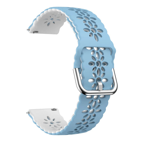Coros Pace 2 Patterned Silicone Strap (Light Blue/White)