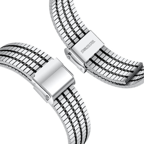 Fine Steel Strap, silver/black, without a watch, 3/4 front view