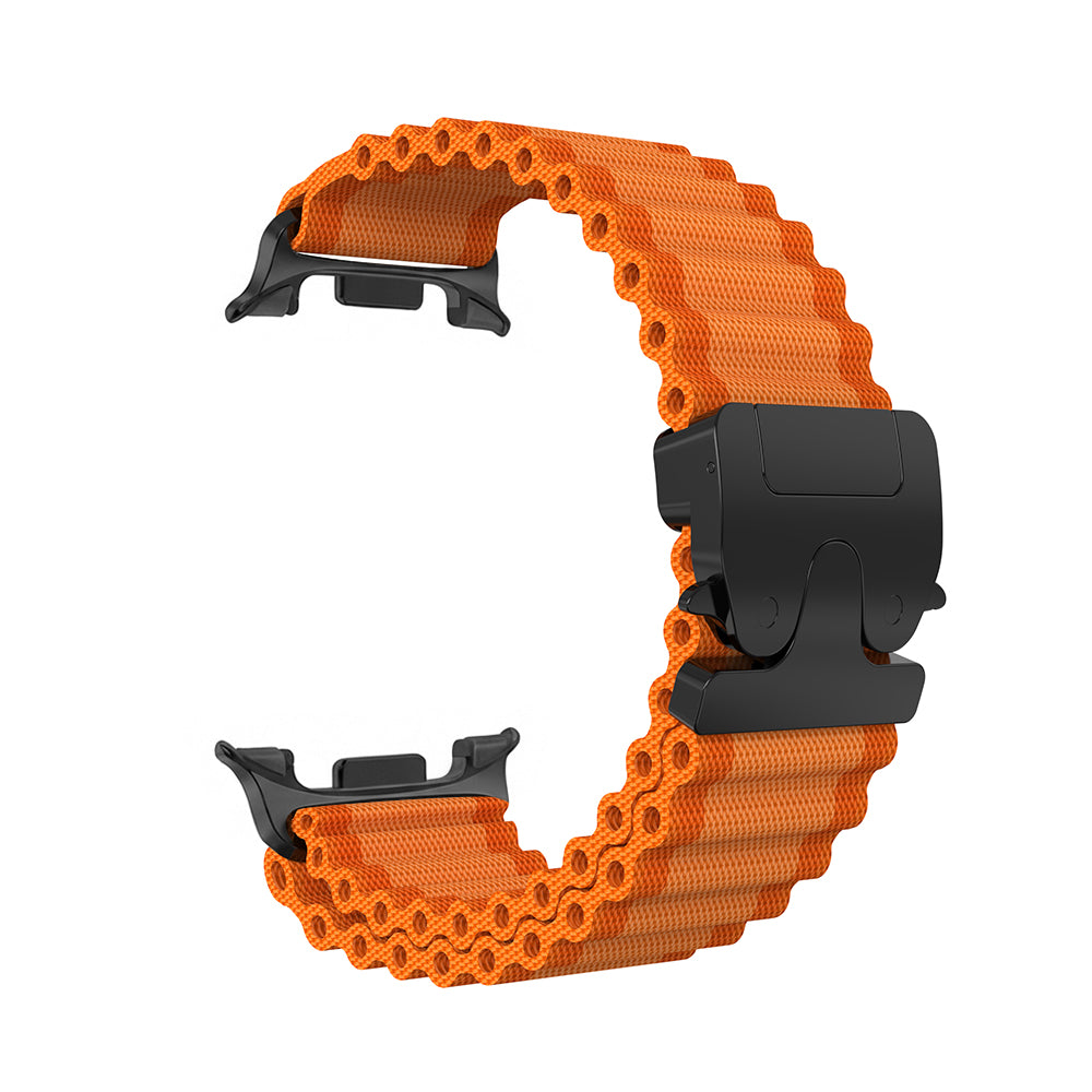 Samsung Galaxy Watch 9 - 40mm Outdoor Nylon Strap with P-Buckle (Orange/Black)