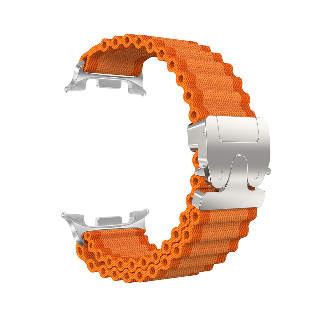 Samsung Galaxy Watch 9 - 40mm Outdoor Nylon Strap with P-Buckle (Orange/Silver)