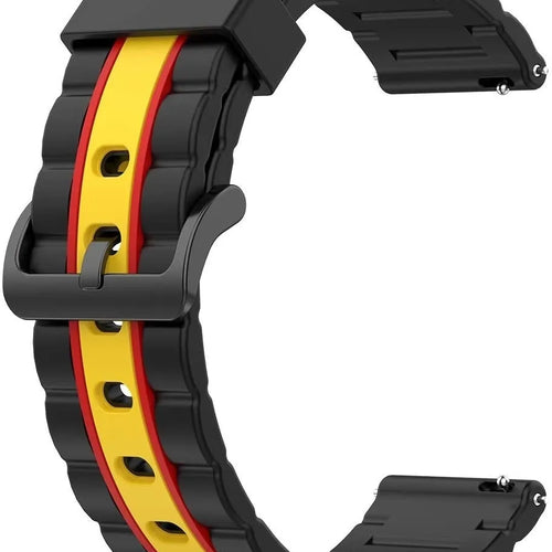 Silicone Special Edition Strap, black/yellow, without a watch, 3/4 front view