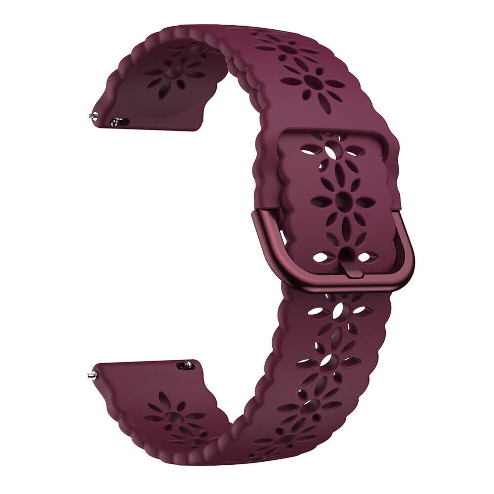 Patterned Silicone Strap, burgundy, without a watch, 3/4 front view