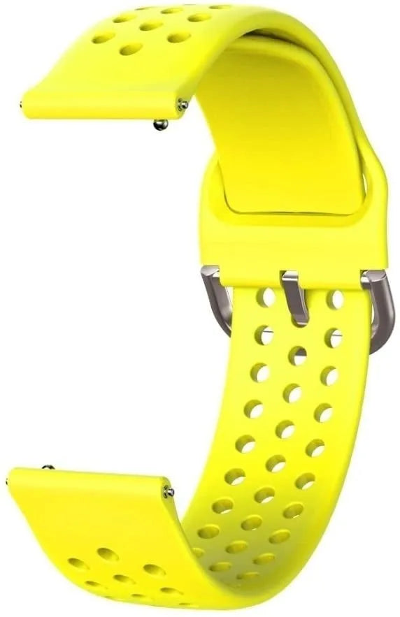 Breathable Silicone Strap, yellow, without a watch, 3/4 front view