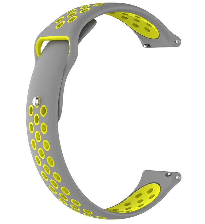 Silicone Sport Strap, grey/yellow, without a watch, 3/4 front view