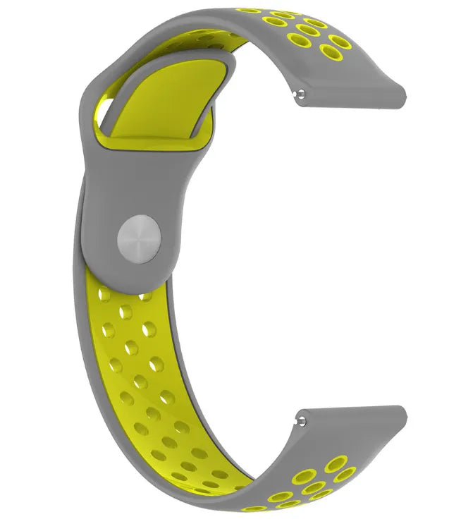 Silicone Sport Strap, grey/yellow, without a watch, 3/4 front view