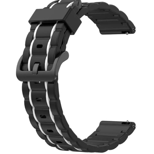 Silicone Sport Strap with Buckle, black/white, without a watch, 3/4 front view