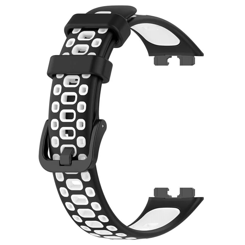 Silicone Sport Strap, black/white, without a watch, 3/4 front view
