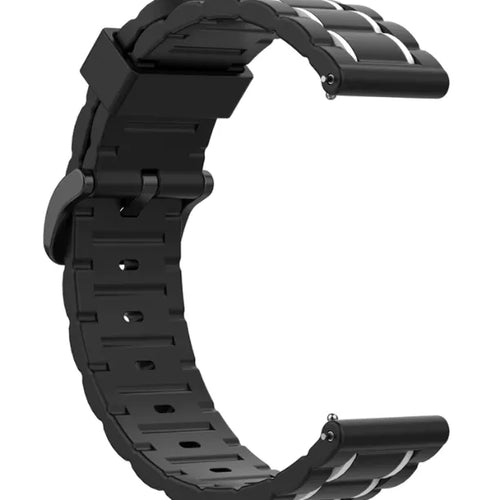 Silicone Sport Strap with Buckle, black/white, without a watch, 3/4 front view