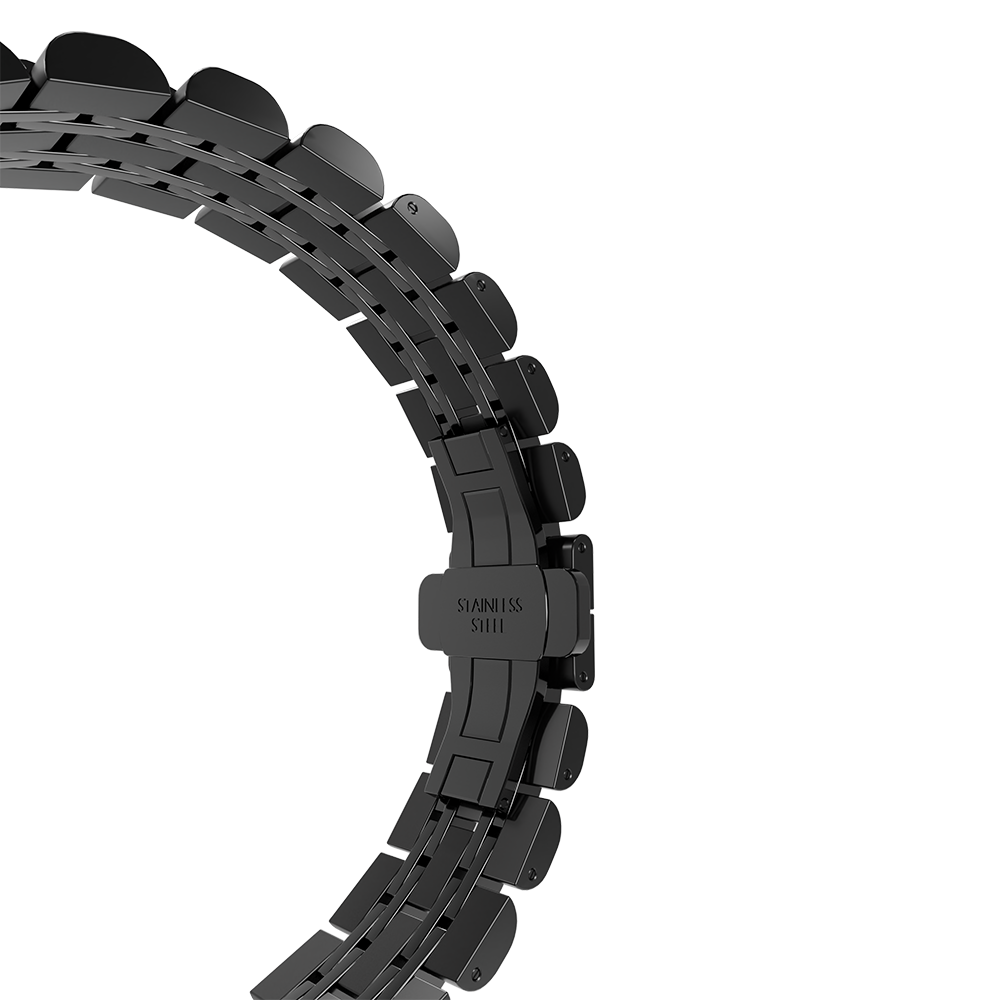 Steel Link Strap 'Duo', black, without a watch, 3/4 front view