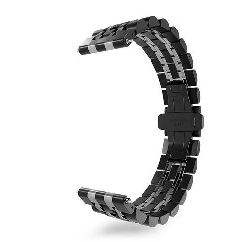 Steel Link Strap 'Duo', black/silver, without a watch, 3/4 front view