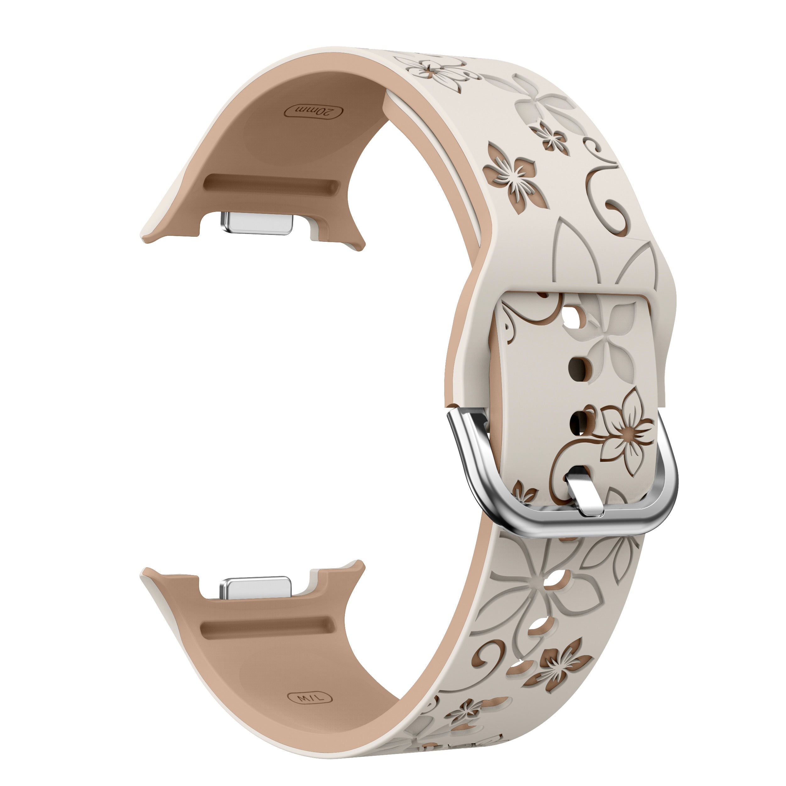 Samsung Galaxy Watch 8 Classic flower silicone band (sterrenlicht/beige)