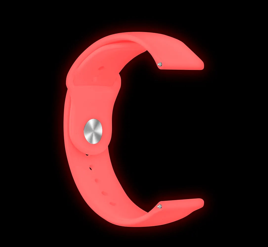 Silicone Glow in the Dark Strap, red, without a watch, 3/4 front view