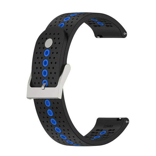 Silicone Strap, black/blue, without a watch, 3/4 front view