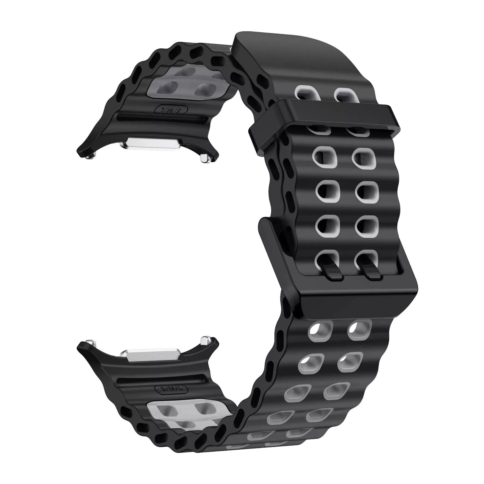 Samsung Galaxy Watch Ultra wave siliconen bandje (zwart/grijs)
