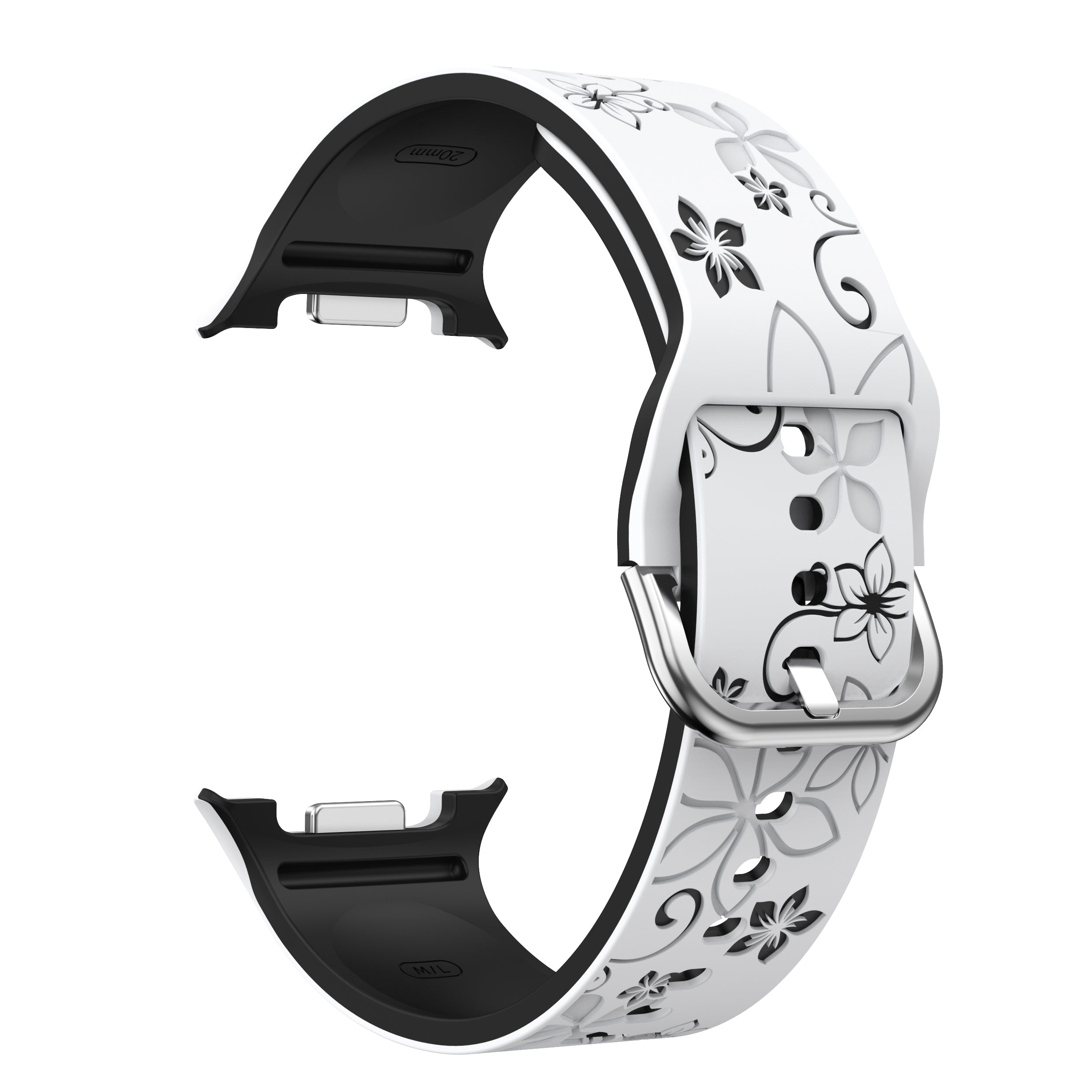 Samsung Galaxy Watch 8 - 44mm flower silicone band (wit/zwart)