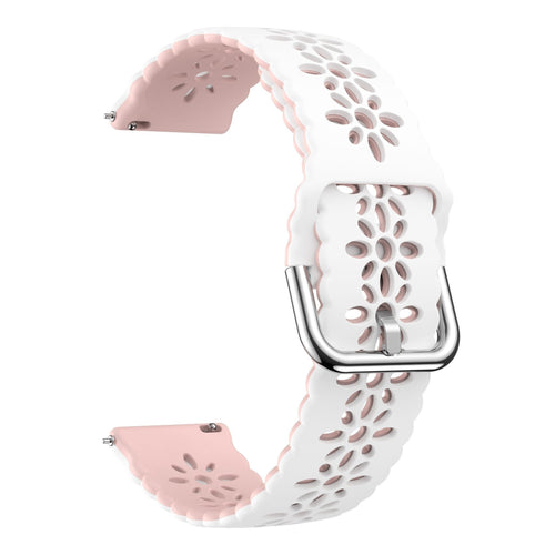 Patterned Silicone Strap, white/pink, without a watch, 3/4 front view