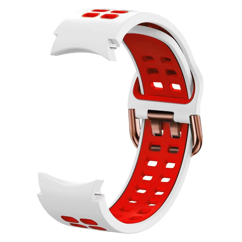Silicone Squared Sport Strap, white/red, without a watch, 3/4 front view