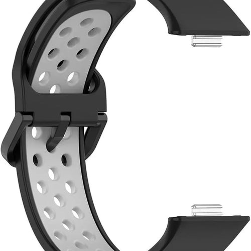 Silicone Sport Strap, black/grey, without a watch, 3/4 front view