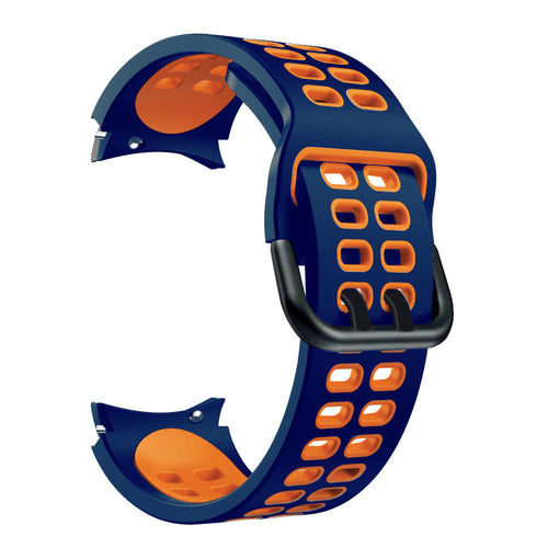 Silicone Squared Sport Strap, blue/orange, without a watch, 3/4 rear view
